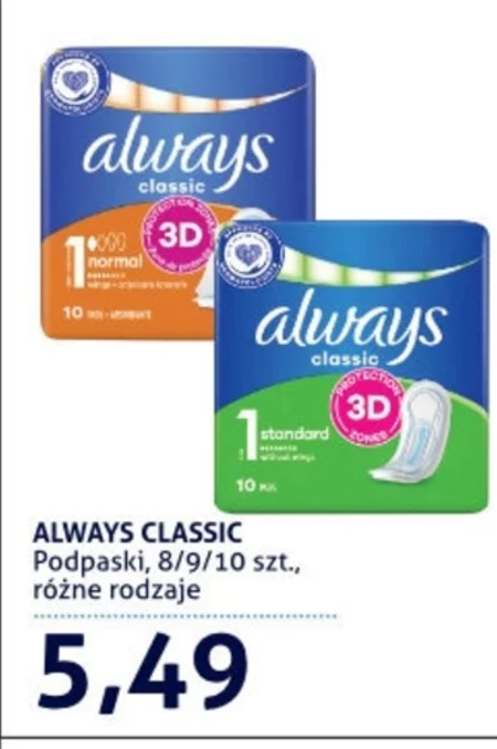 Always Podpaski Classic Standard (rozmiar 1) x10