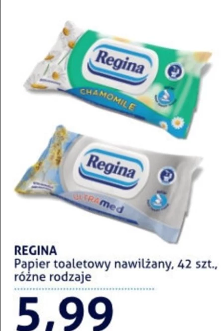 Regina Nawilżany papier toaletowy z ekstraktem z rumianku i aloesu 42 sztuki