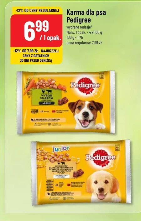 Pedigree Mokra karma dla dorosłych psów wybór smaków z warzywami w sosie 400 g (4 x 100 g)