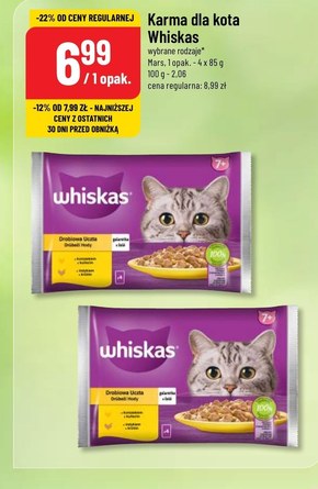 Whiskas Mokra karma dla kotów drobiowa uczta galaretka 340 g (4 x 85 g) niska cena