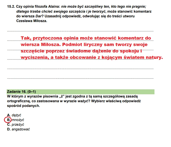 Egzamin ósmoklasisty 2024: Język polski. Arkusz CKE i odpowiedzi - strona 15 Egzamin ósmoklasisty 2024: Język polski. Arkusz CKE i odpowiedzi - strona 15