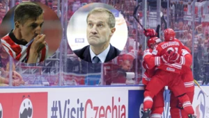 Reprezentacja Polski cieszy się z gola strzelonego Łotwie. Obok Roman Steblecki i jego syn Sebastian //East News (Michał Klag); Newspix (Michał Chwieduk)