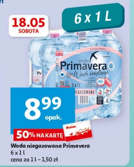 Primavera Woda źródlana niegazowana 6 x 500 ml