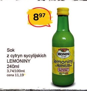 Monini Lemoniny Naturalny sok z cytryn sycylijskich 240 ml niska cena