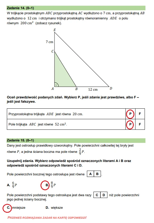 Egzamin ósmoklasisty 2024: Matematyka. Arkusz CKE i odpowiedzi - strona 14 Egzamin ósmoklasisty 2024: Matematyka. Arkusz CKE i odpowiedzi - strona 14