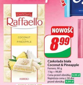 Raffaello Nadziewana biała czekolada z nadzieniem o smaku kokosowo-ananasowym 90 g niska cena