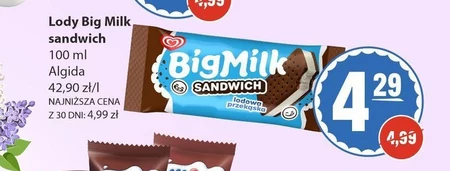 Big Milk Sandwich Lody o smaku waniliowym w ciastkach 100 ml