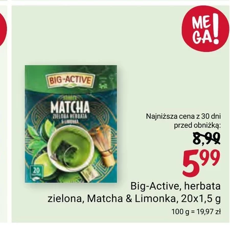 Big-Active Herbata matcha zielona herbata & limonka 30 g (20 x 1,5 g)