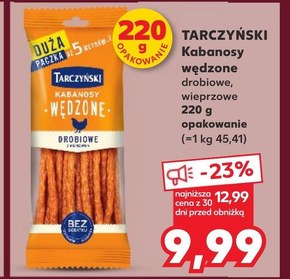 Tarczyński Kabanosy wędzone wieprzowe 220 g niska cena