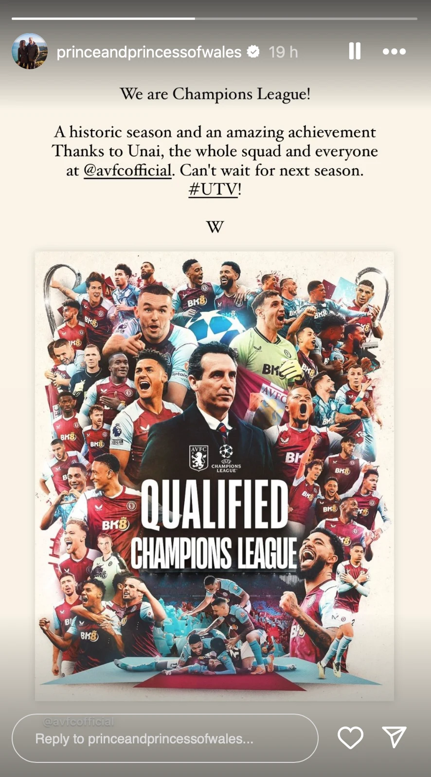 Książę William zareagował na sukces Aston Villi