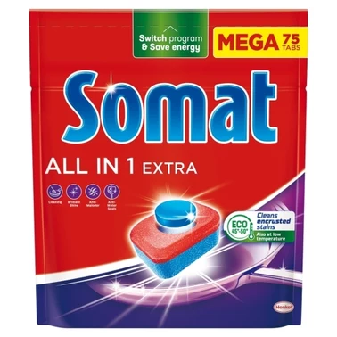 Somat All In 1 Extra Tabletki do mycia naczyń w zmywarkach 1245 g (75 sztuk) - 0