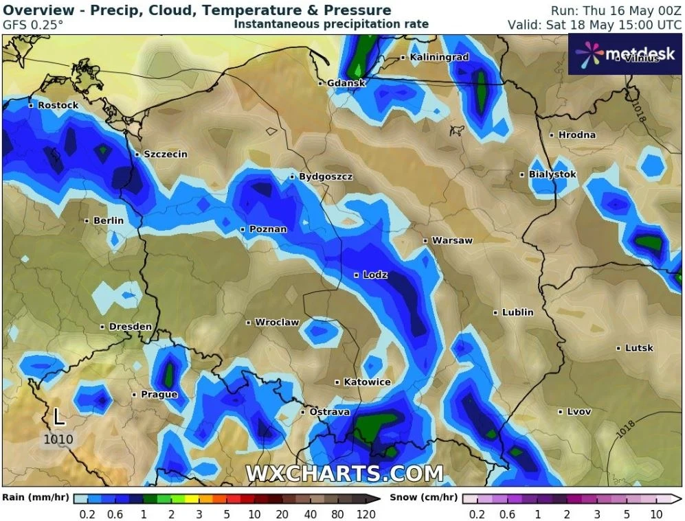 Przelotne deszcze oraz silniejsze opady w sobotę spodziewane są przede wszystkim na południu i zachodzie, choć mogą się pojawić również w wielu innych miejscach kraju