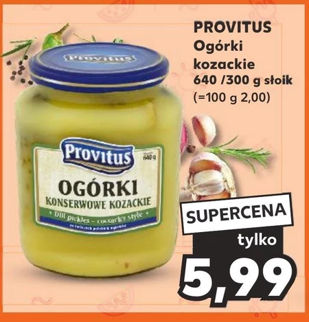 Provitus Ogórki konserwowe kozackie 640 g