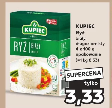 Kupiec Ryż biały 400 g (4 x 100 g)