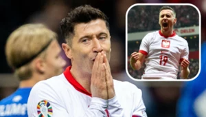 Reprezentacja Polski. Na zdjęciu Robert Lewandowski oraz Przemysław Frankowski