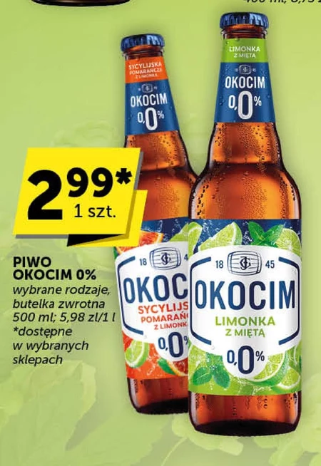 Okocim Piwo bezalkoholowe z lemoniadą limonka z miętą 500 ml