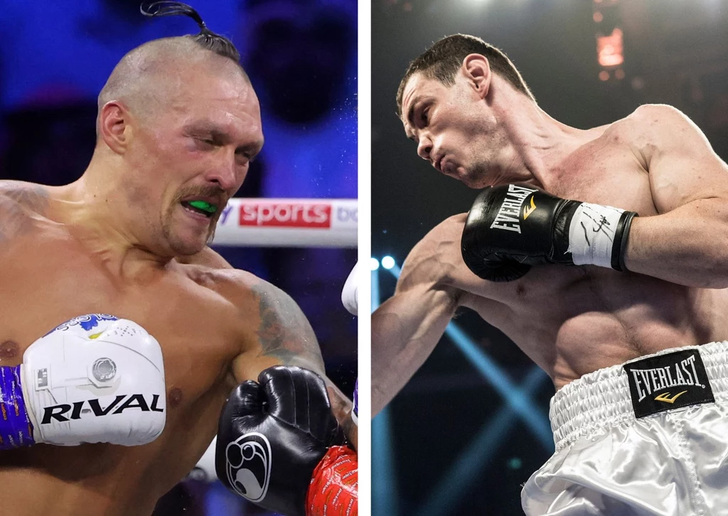 Ołeksandr Usyk (z lewej)po raz ostatni zaznał smaku porażki w 2009 roku z rąk Rosjanina, Jegora Miechoncewa (z prawej)