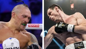 Ołeksandr Usyk (z lewej)po raz ostatni zaznał smaku porażki w 2009 roku z rąk Rosjanina, Jegora Miechoncewa (z prawej)