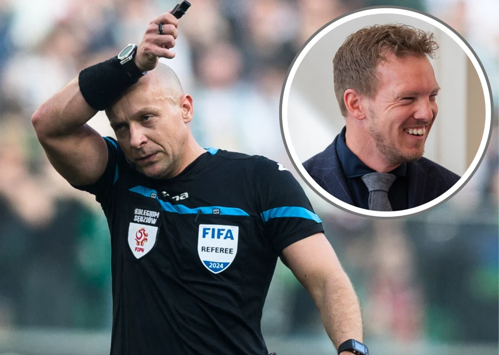 Polski sędzia Szymon Marciniak oraz selekcjoner reprezentacji Niemiec - Julian Nagelsmann