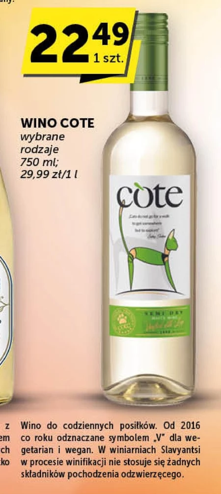 Còte Wino białe półwytrawne bułgarskie 0,75 l