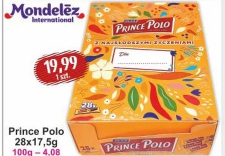 Prince Polo Classic Kruchy wafelek z kremem kakaowym oblany czekoladą 490 g (28 x 17,5 g)