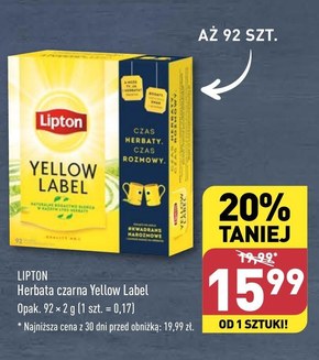 Lipton Yellow Label Herbata czarna 184 g (92 torebki) niska cena