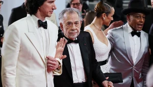 Adam Driver, Francis Ford Coppola, Bathalie Emmanuel i Giancarlo Esposito podczas premiery "Megalopolis" w Cannes
