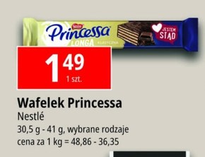 Princessa Longa Klasyczna Wafel przekładany kremem kakaowym oblany czekoladą deserową 41 g niska cena
