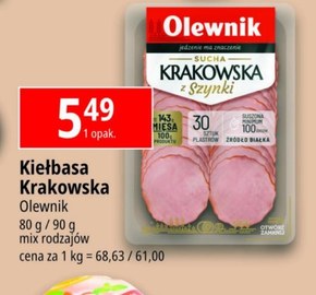Olewnik Sucha krakowska z szynki 90 g niska cena