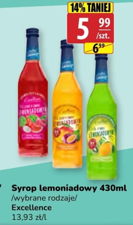 Excellence Suplement diety syrop o smaku lemoniadowym mango marakui i bergamotki 430 ml
