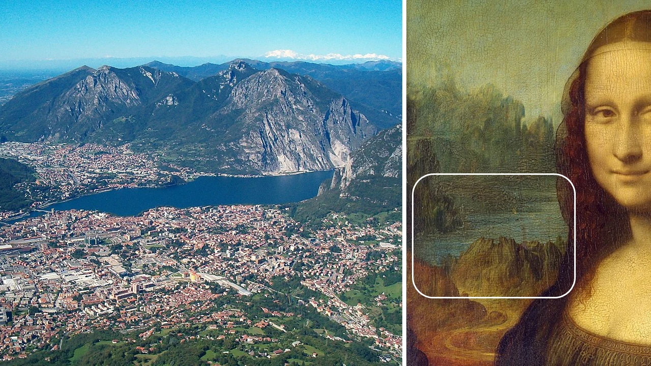 Jezioro na obrazie Mona Lisy to jezioro Como wg Pizorusso Jezioro na obrazie Mona Lisy to jezioro Como wg Pizorusso