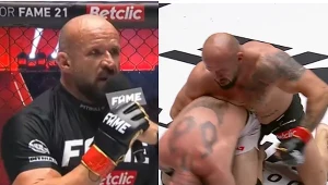 Tomasz "Strachu" Oświeciński oraz Adrian Cios podczas gali FAME 21