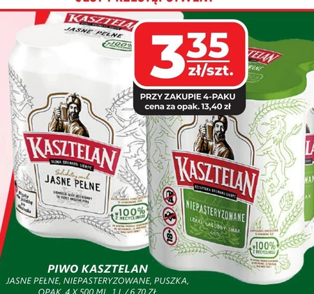 Kasztelan Piwo jasne niepasteryzowane 500 ml