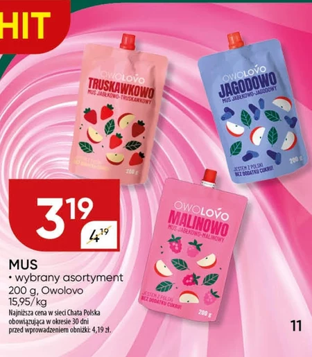 Owolovo Malinowo Mus jabłkowo-malinowy 200 g