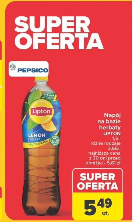 Lipton Ice Tea Lemon Napój niegazowany o smaku cytrynowym z ekstraktem czarnej herbaty 1,5 l