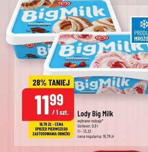 Big Milk Lody smak bakalia 900 ml niska cena