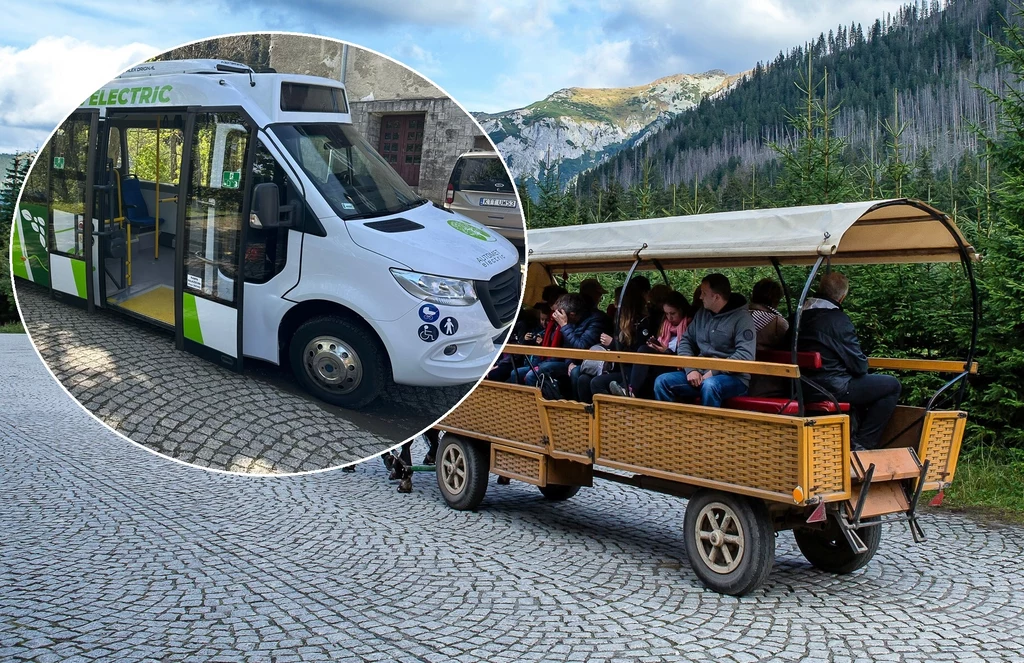 Wozy ciągnięte przez konie pozostają na trasie do Morskiego Oka, ale testowo będzie na niej kursował także elektryczny bus / fot. East News; Michal Wozniak / X @hennigkloska