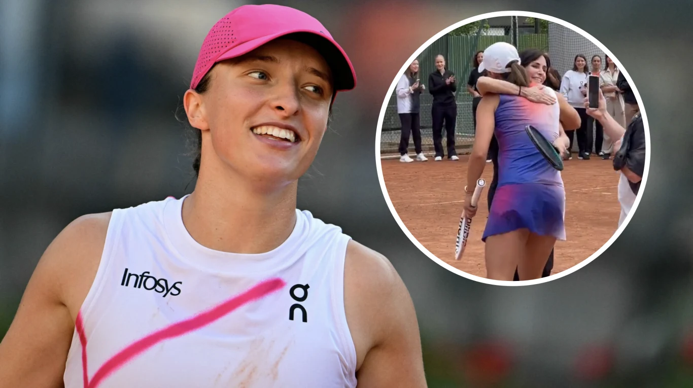 Iga Świątek zmierzyła się na korcie z Courteney Cox Iga Świątek zmierzyła się na korcie z Courteney Cox