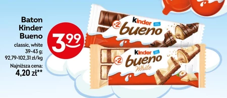 Kinder Bueno White Wafel pokryty białą czekoladą wypełniony nadzieniem 39 g (2 sztuki)
