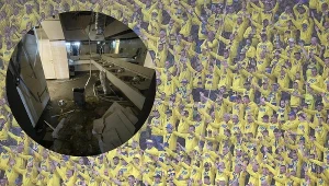Zniszczone toalety na Polsat Plus Arenie po derbach Trójmiasta / źródło własne, fot. Robert Kwiatek