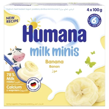 Humana Milk Minis Banan deserek jogurtowy dla niemowląt od 6.miesiąca 400 g (4 x 100 g) - 0