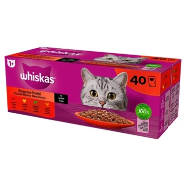 Whiskas Mokra karma dla dorosłych kotów klasyczne posiłki sos 3,40 kg (40 x 85 g) - 0