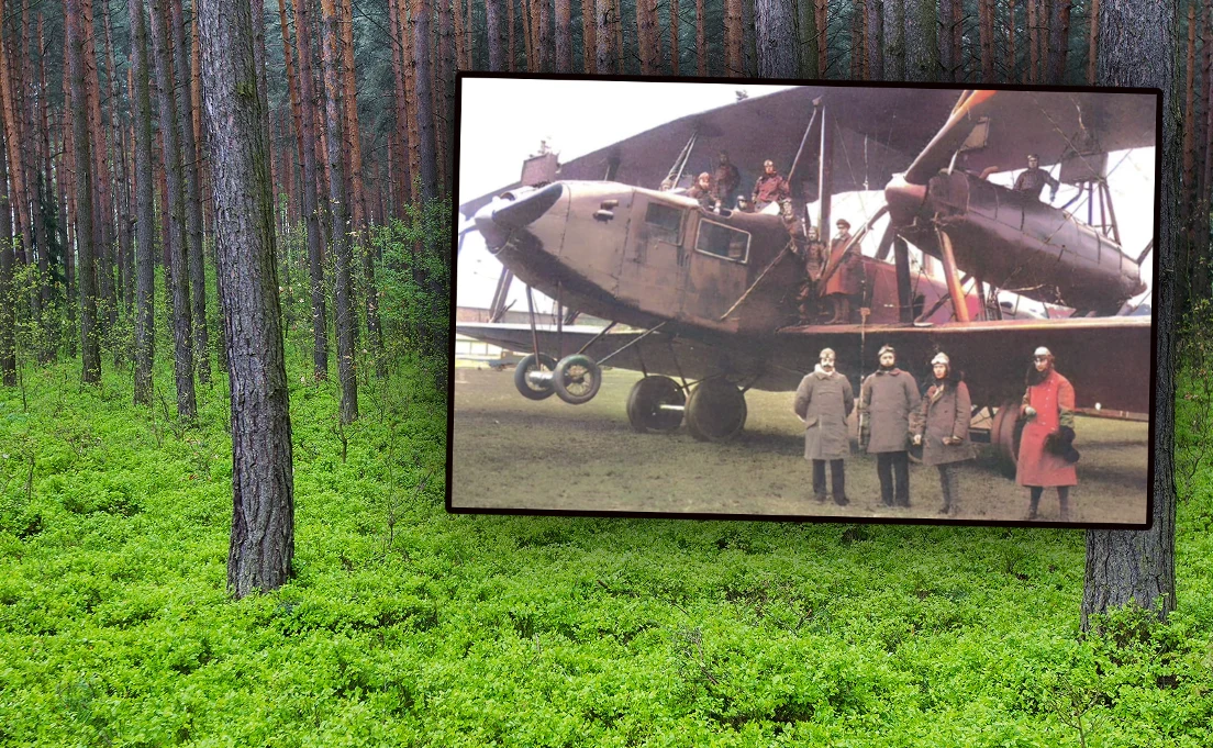 Las skrywa tajemnicę katastrofy samolotu Zeppelin-Staaken R.XIV. Zdj. samolotu koloryzowane Las skrywa tajemnicę katastrofy samolotu Zeppelin-Staaken R.XIV. Zdj. samolotu koloryzowane