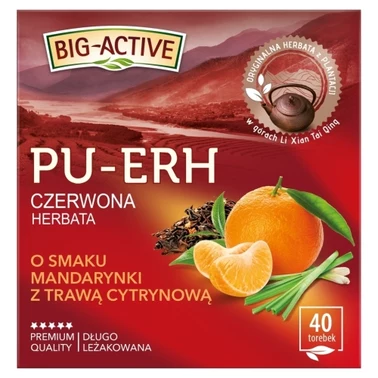 Big-Active Pu-Erh Czerwona herbata o smaku mandarynki z trawą cytrynową 72 g (40 x 1,8 g) - 0