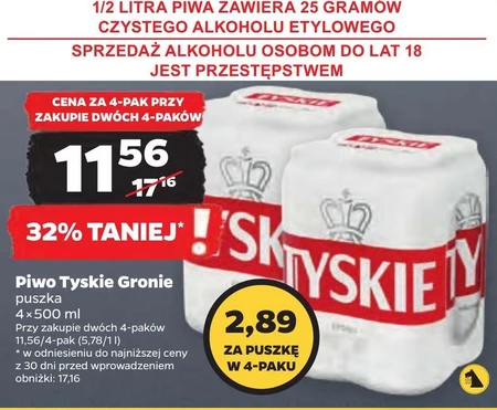 Tyskie Piwo jasne 2 l (4 x 0,5 l)