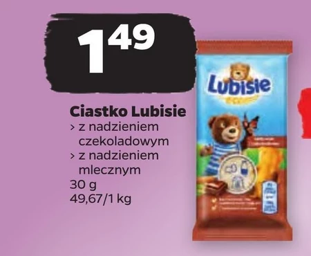 Lubisie Ciastko biszkoptowe z nadzieniem czekoladowym 30 g