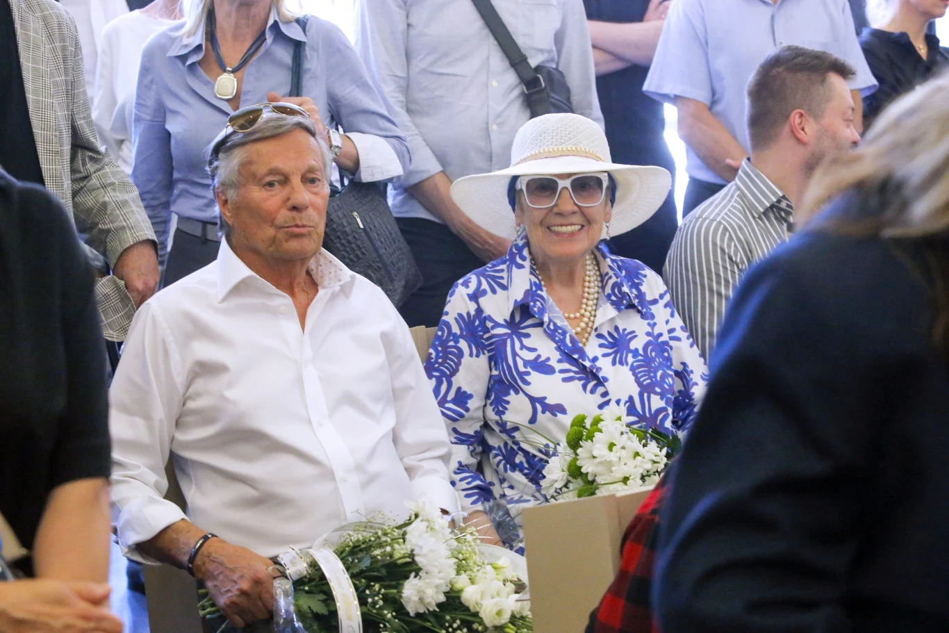 Pogrzeb Jana Ptaszyna Wróblewskiego. Na zdjęciu Stefan Friedmann i Emilia Krakowska