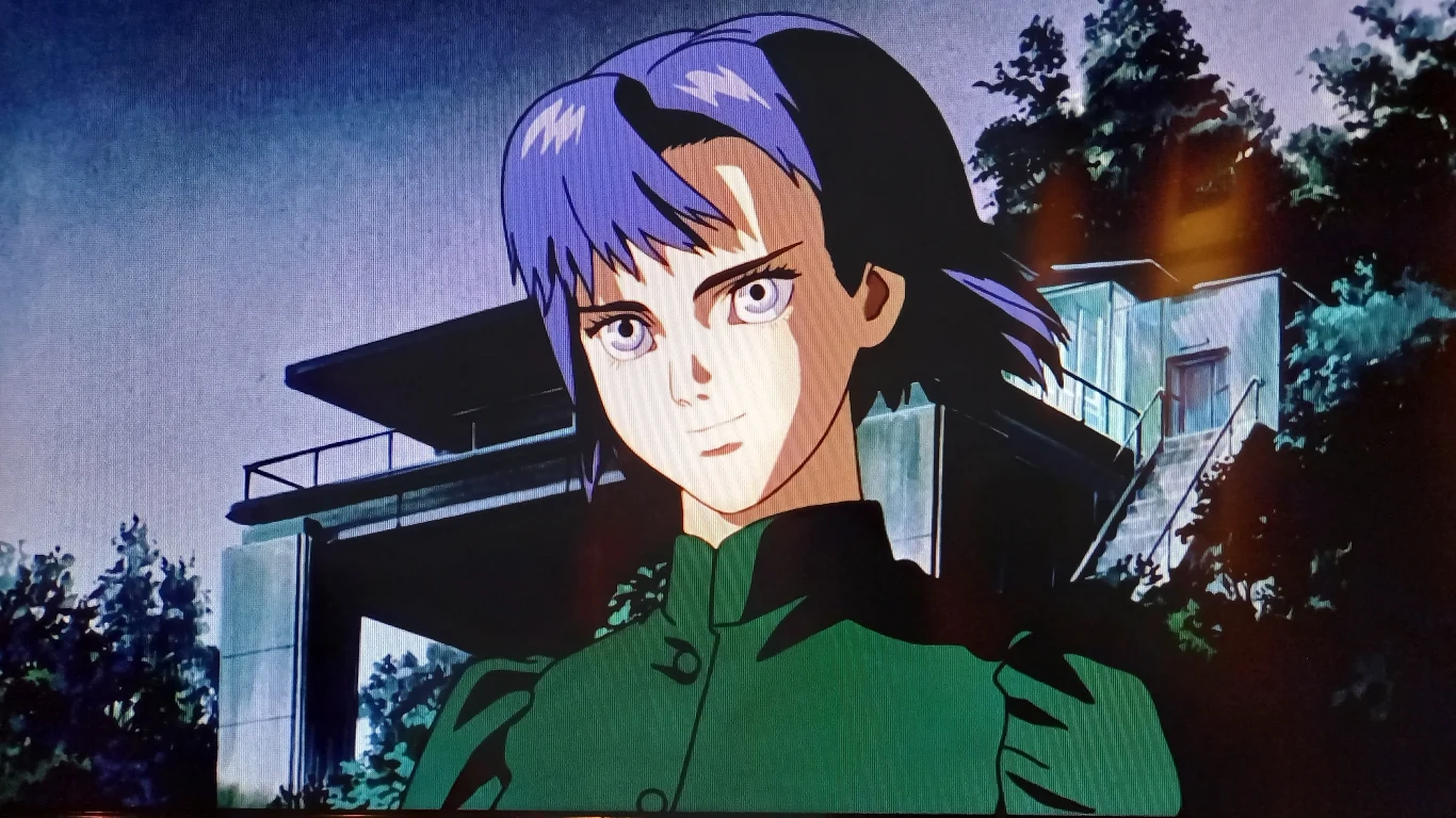 Fragment anime "Ghost in the Shell" jest wyświetlany na wystawie "Background" w Muzeum Sztuki i Techniki Japońskiej Manggha w Krakowie Fragment anime "Ghost in the Shell" jest wyświetlany na wystawie "Background" w Muzeum Sztuki i Techniki Japońskiej Manggha w Krakowie