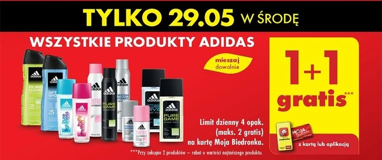 Wszystkie produkty Adidas 1+1 gratis! 