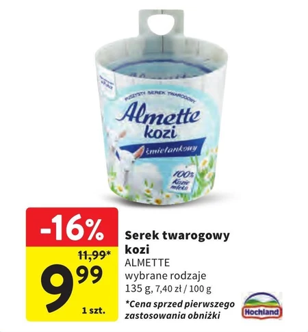Almette Kozi Puszysty serek twarogowy śmietankowy 135 g